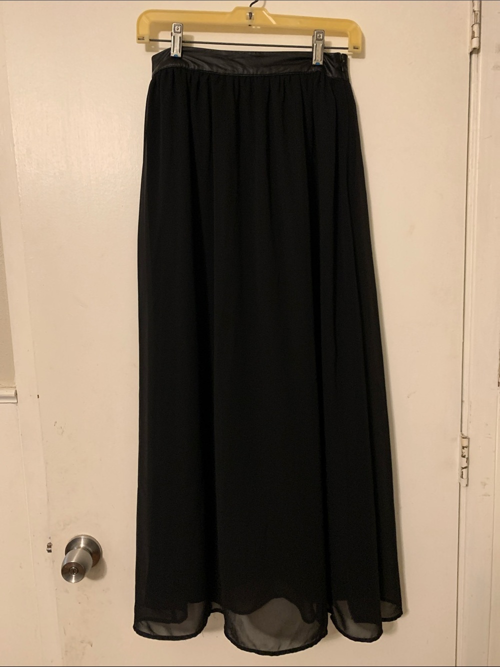 Forever 21 Black Maxi Skirt with Faux-Leather Waist